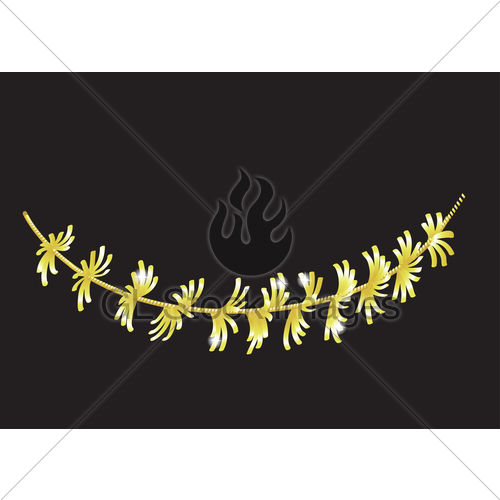 500x500 Vector Detailed Tinsel Isolated On Black Background Gold Gl