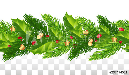 500x292 Christmas Garland From A Christmas Tree, Golden Bells And Festive