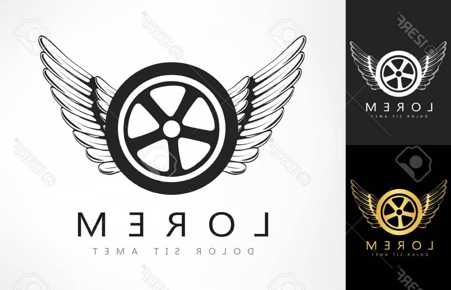 1560x1005 Photostock Vector Wings And Tire Logo Vector Illustration