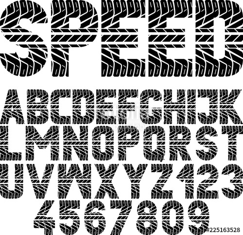500x483 Font With Tire Tread Texture And Word Speed Stock Image