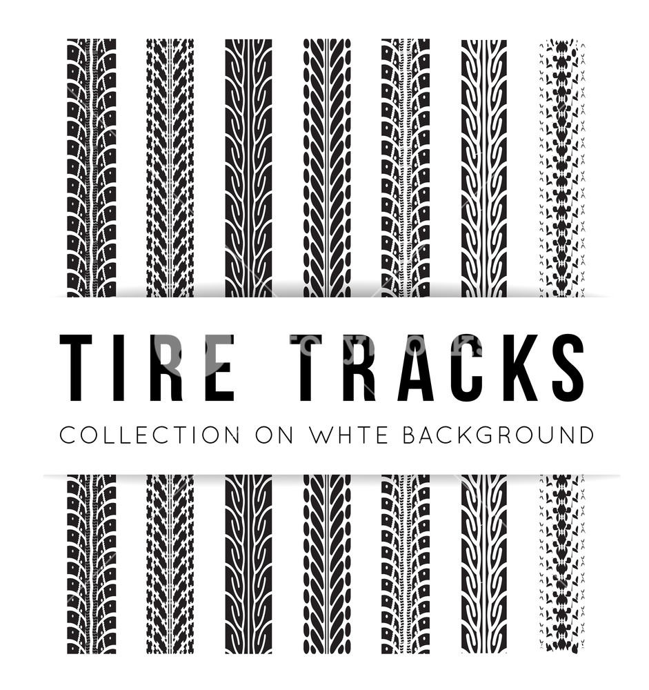 941x1000 Tire Track Vector Background In Black And White Style Royalty Free