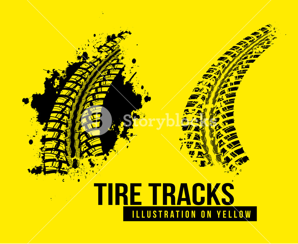 1000x818 Tire Track Vector Background On Yellow Background Royalty Free