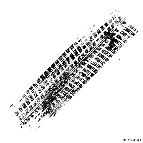 500x500 Grunge Black Tire Track On White Background, Vector Stock Image