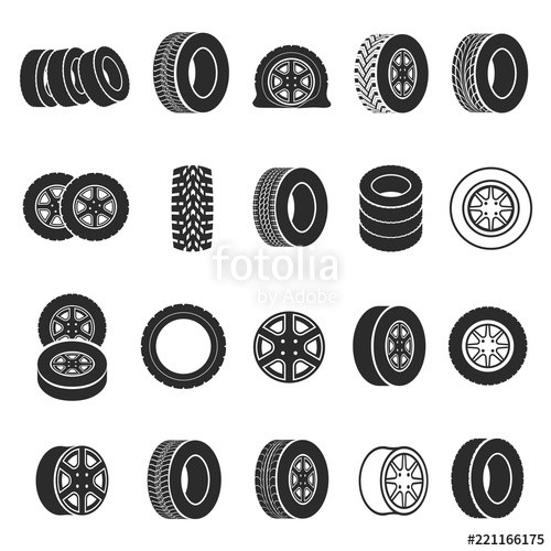 500x500 Tires And Wheels Icon Set Vector Illustration Stock Image