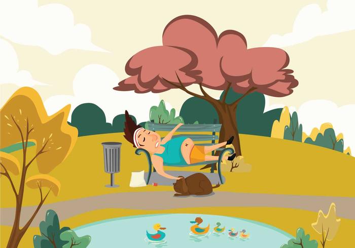 700x490 Tired Runner In Park Vector