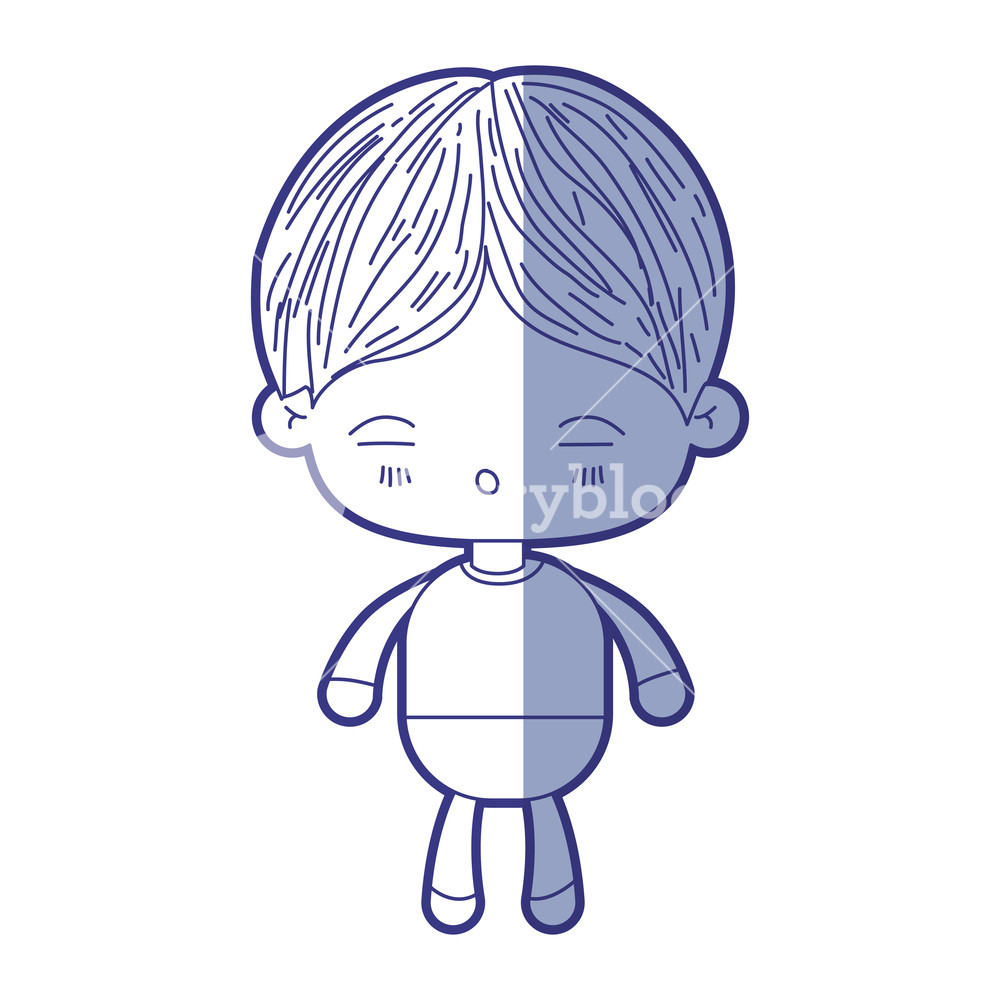 1000x1000 Blue Shading Silhouette Of Kawaii Little Boy With Facial