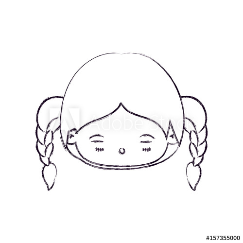 500x500 Blurred Thin Silhouette Of Kawaii Head Little Girl With Braided