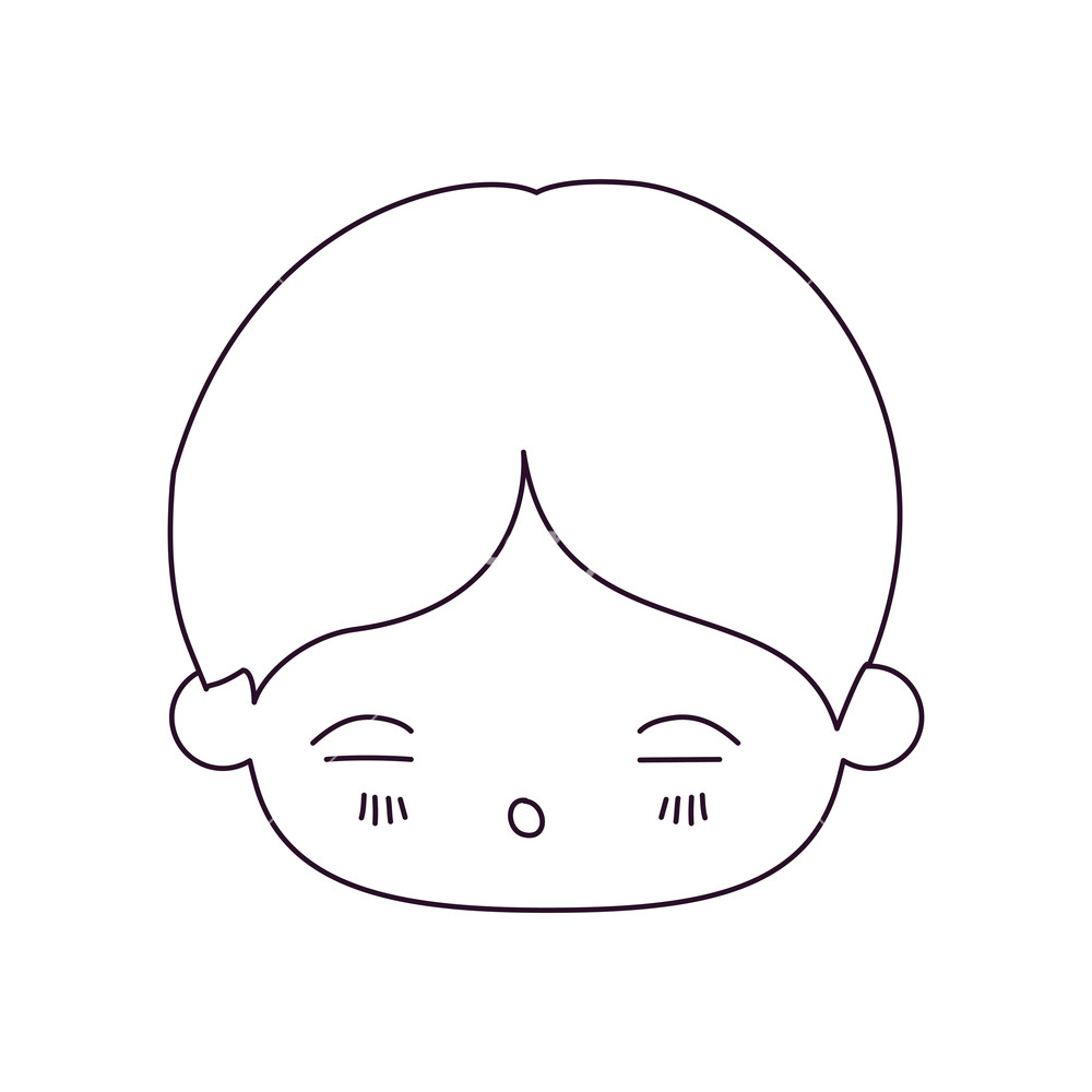 1000x1000 Monochrome Silhouette Of Kawaii Head Of Little Boy With Facial