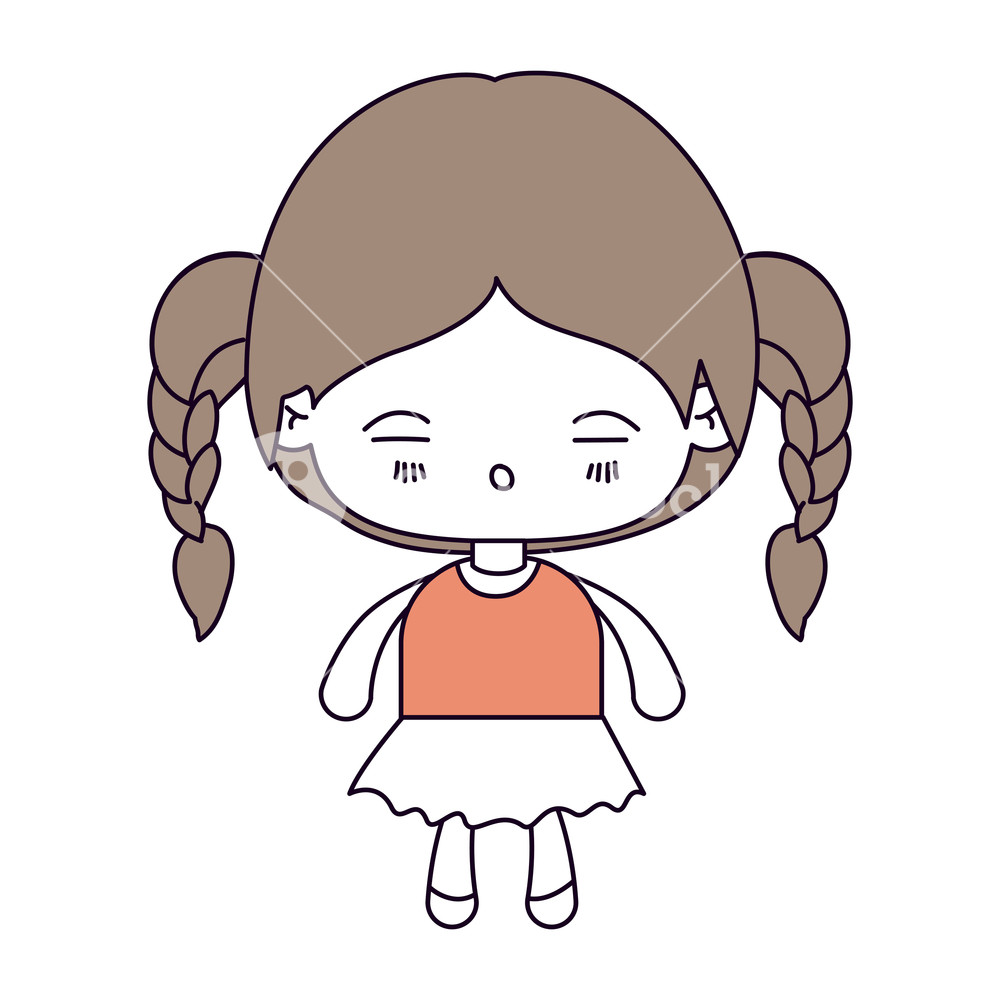 1000x1000 Silhouette Color Sections And Light Brown Hair Of Kawaii Little