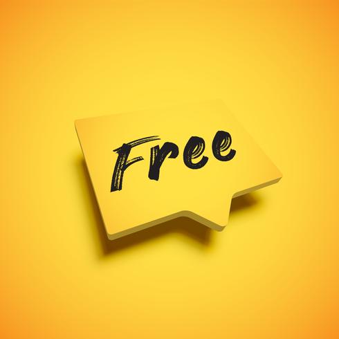 490x490 High Detailed Yellow Speech Bubble With 'free' Title, Vector