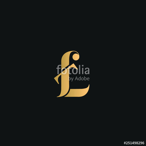 500x500 Tl Logo Vector Golden Initial Logo On Black Background Stock
