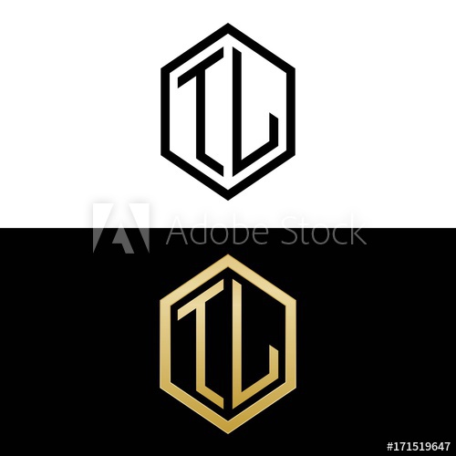 500x500 Initial Letters Logo Tl Black And Gold Monogram Hexagon Shape