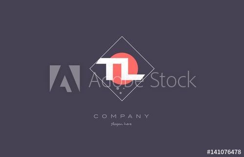 500x322 Tl T L Vintage Retro Pink Purple Alphabet Letter Logo Icon