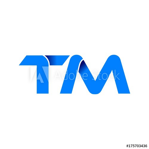 500x500 Tm Logo Initial Logo Vector Modern Blue Fold Style