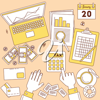 Tax Calculator Top View Vector Illustration, Online And Paper 350x350 Tax Calculator Top View Vector Illustration, Online And Paper