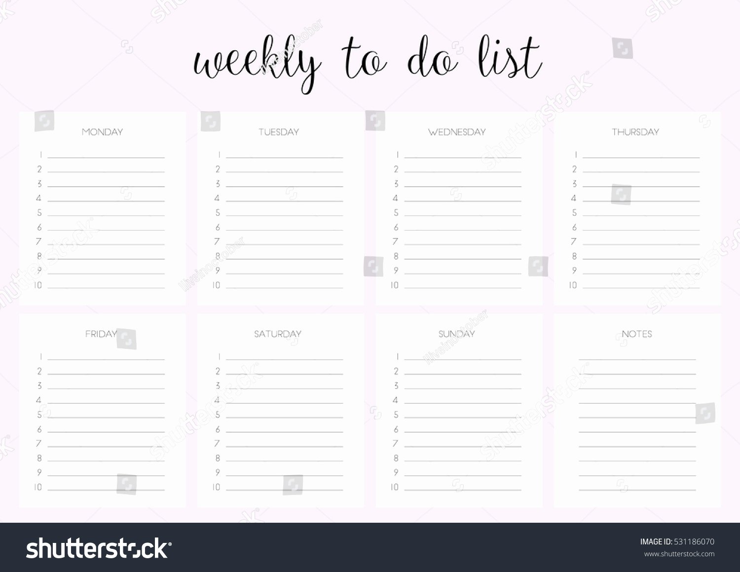 1500x1161 Weekly Do List Vector Template Blank Stock Vector Latter Example