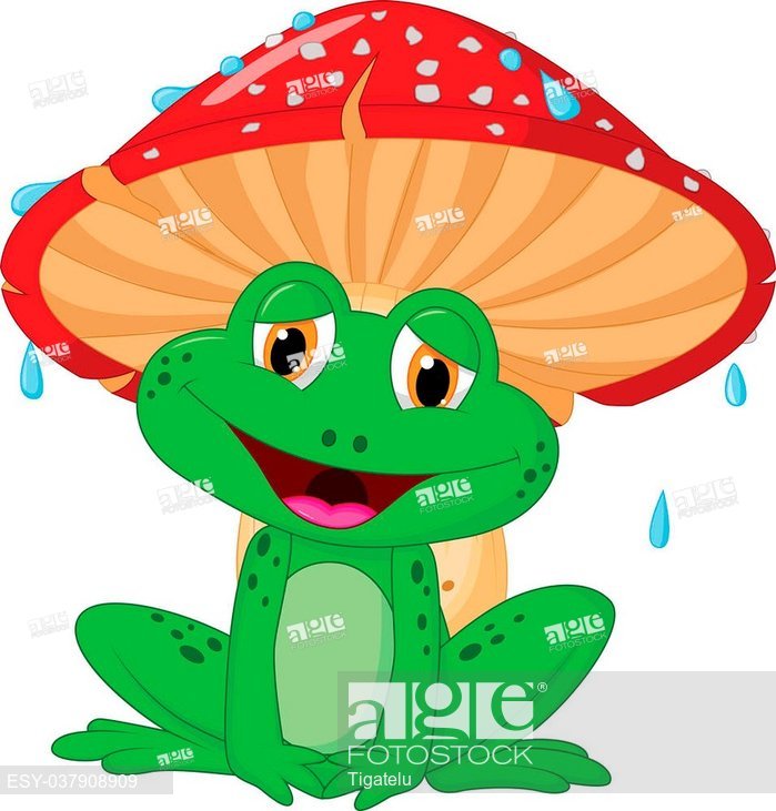 699x731 Vector Illustration Of Cartoon Mushroom With A Toad, Stock Vector