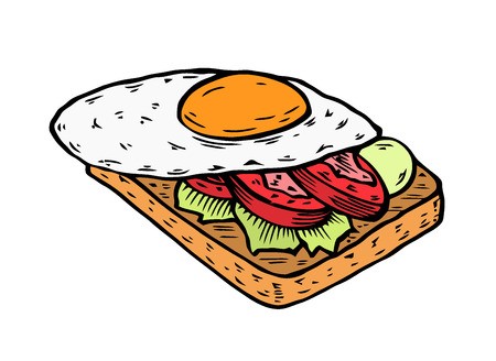 450x328 Colored Sandwich With Eggs On Bread Toast Vector Ink Hand Drawn