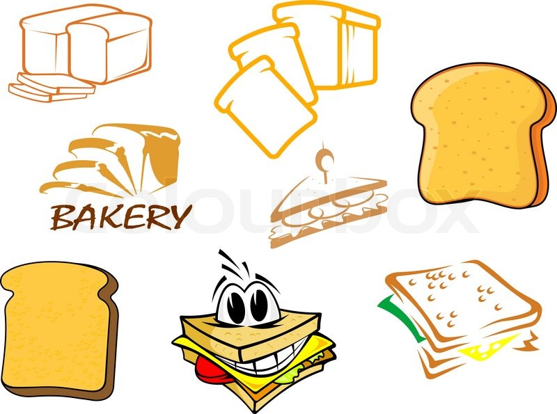 800x595 Colored Vector Toasts And Bread Icons Stock Vector Colourbox