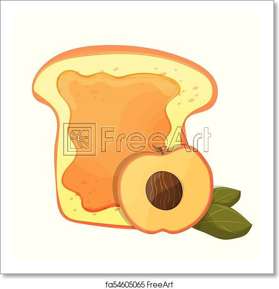 561x581 Free Art Print Of Peach Or Apricot Jam Breakfast Toast, Vector