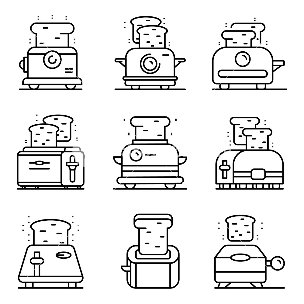 1000x1000 Toaster Icons Set Outline Set Of Toaster Vector Icons For Web