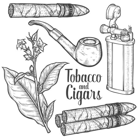 Set Of Vintage Smoking Tobacco Elements Monochrome Style Lighter 450x450 Set Of Vintage Smoking Tobacco Elements Monochrome Style Lighter
