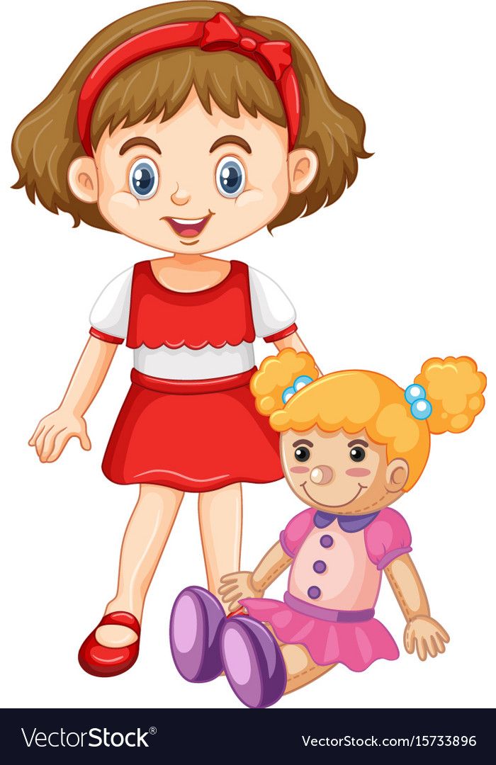 Little Girl Playing With Doll Royalty Free Vector Image Little 700x1080 Little Girl Playing With Doll Royalty Free Vector Image Little