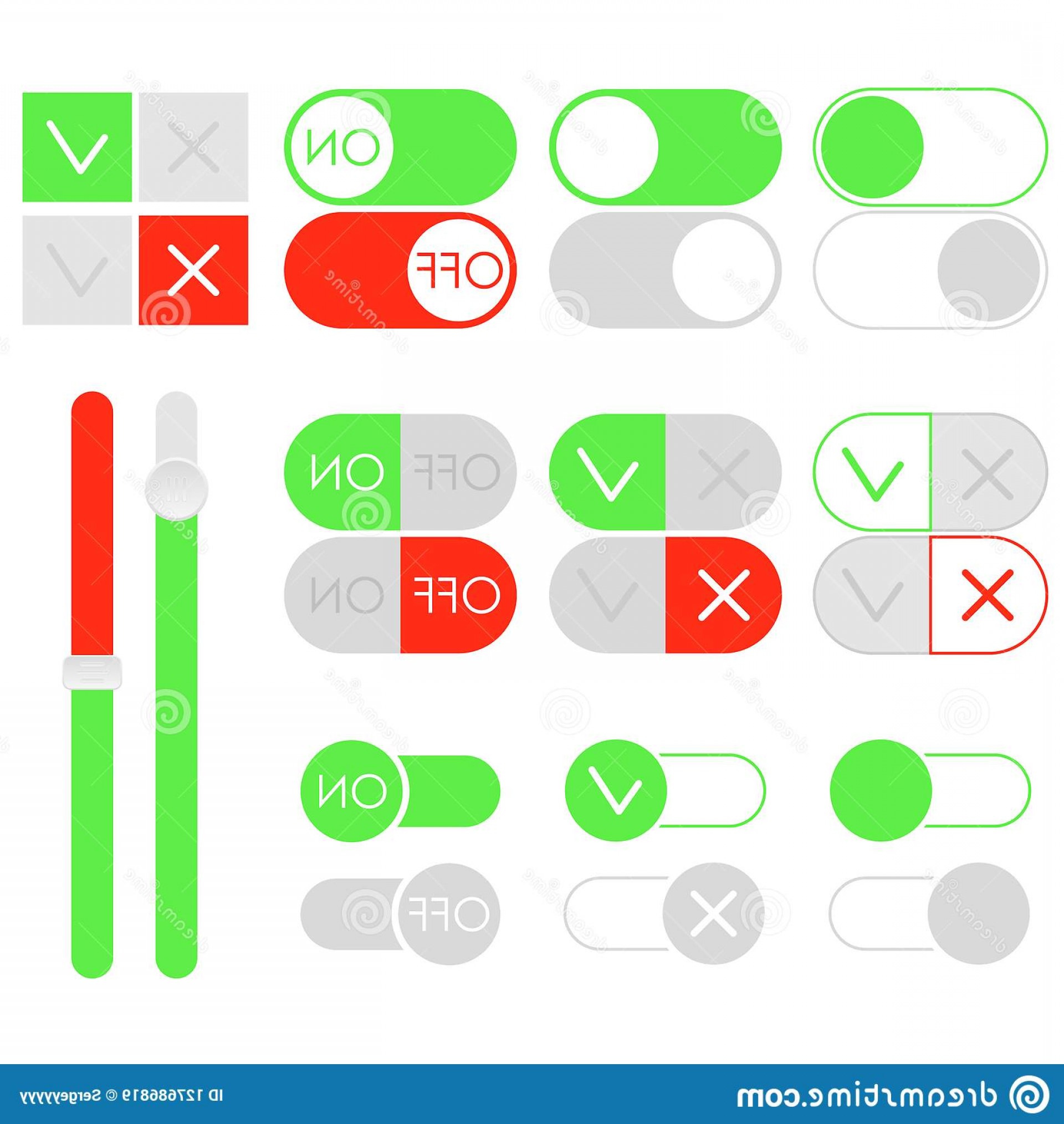 1920x2028 Flat Toggle Switch Set Light Theme Off Green Sliders Template App