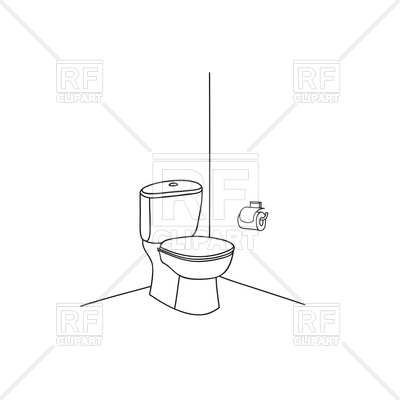 400x400 Toilet Room Furniture With Toilet Bowl And Toilet Paper Vector