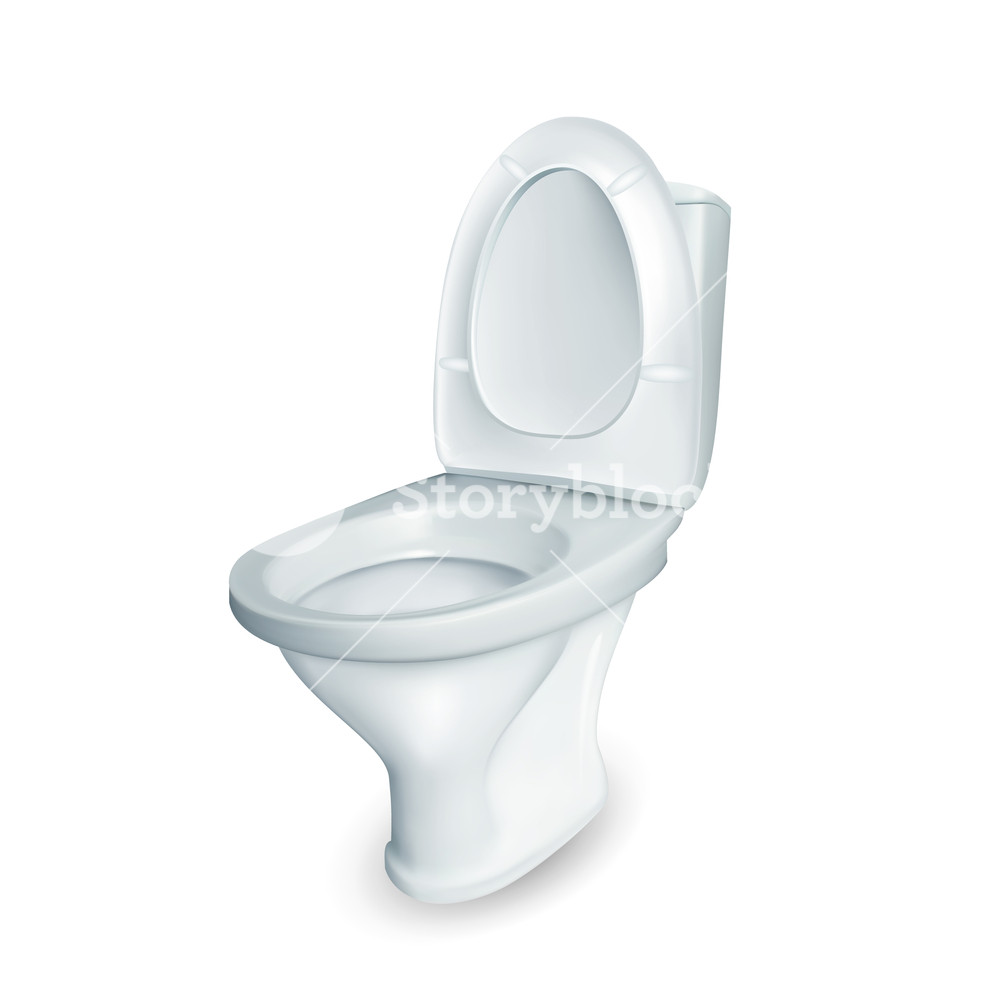 1000x1000 Realistic Restroom Ceramic Toilet Bowl Vector Royalty Free Stock