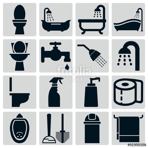 500x500 Bathroom And Toilet Icon Color Silhouette Stock Image And Royalty