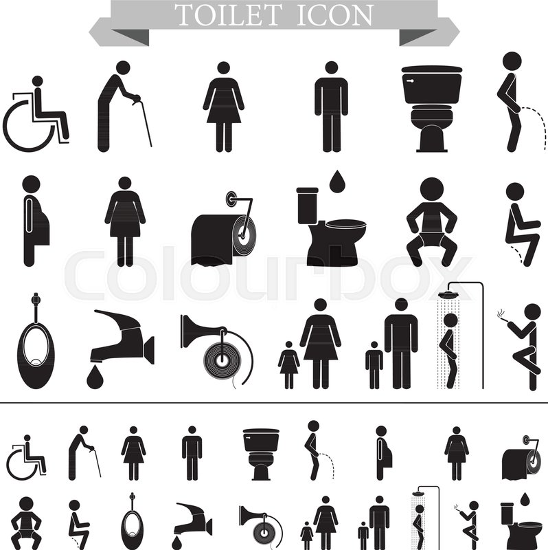 798x800 Toilet Restroom Icons Silhouette Stock Vector Colourbox