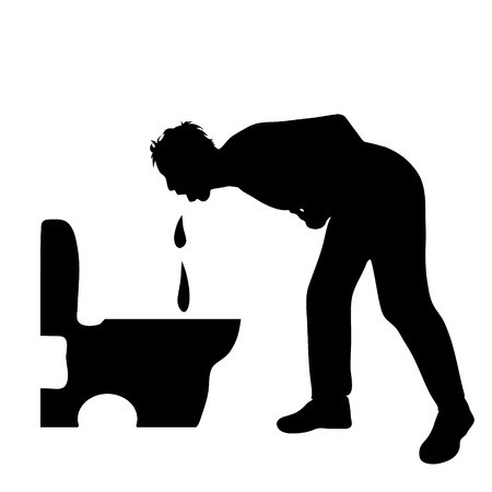 450x450 Vector Silhouette Of Man Who Vomit To Toilet On White Backgtround