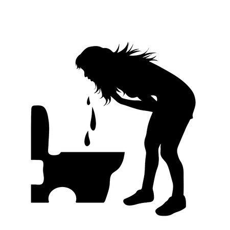450x450 Vector Silhouette Of Woman Who Vomit To Toilet On White