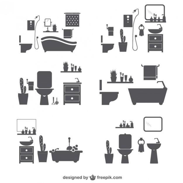 626x626 Bathroom Silhouette Icons Vector Free Download
