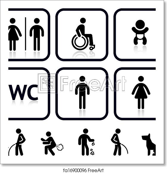 561x581 Free Art Print Of Toilet Icons Toilet Icons, Vector Illustrations