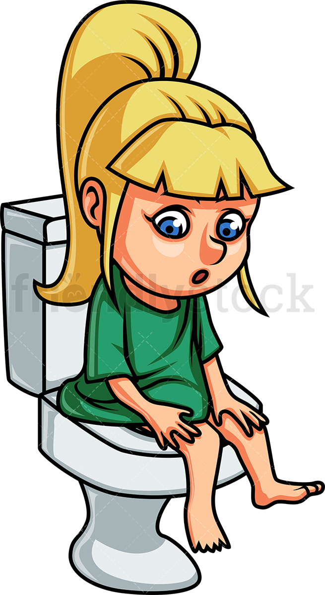 655x1196 Little Girl Sitting On Toilet Cartoon Vector Clipart