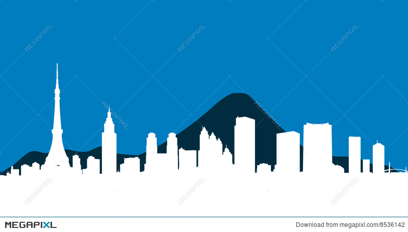 800x455 Tokyo City Skyline Vector Background Illustration