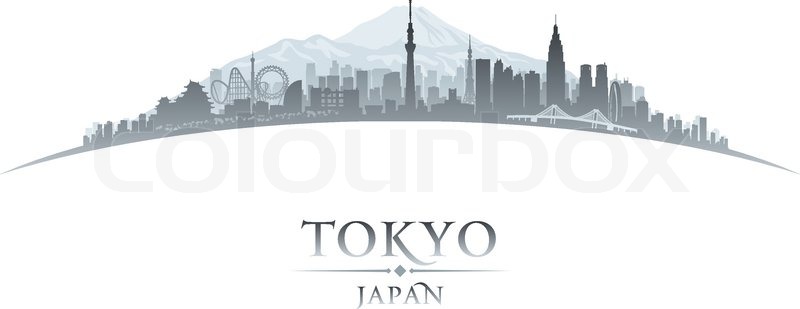 800x309 Tokyo Japan City Skyline Silhouette Stock Vector Colourbox