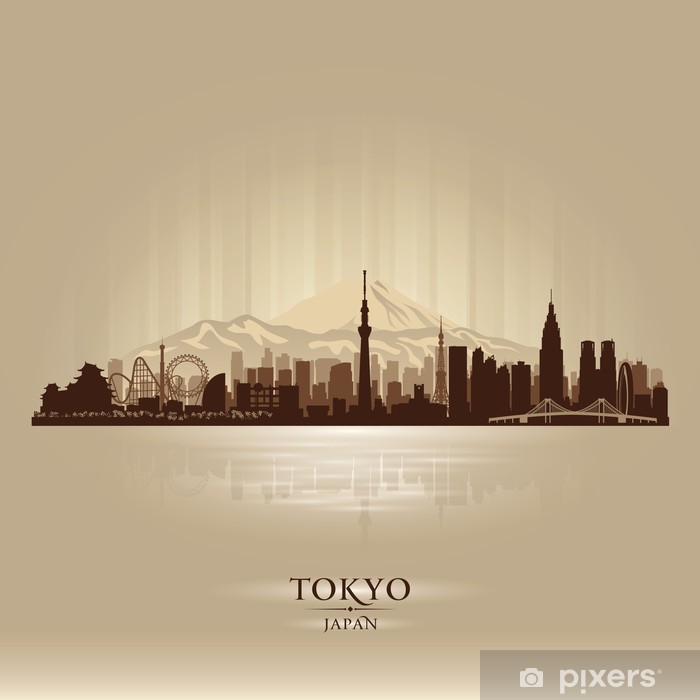 700x700 Tokyo Japan City Skyline Vector Silhouette Wall Mural Pixers