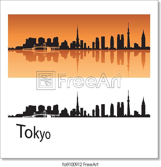 561x581 Free Art Print Of Tokyo Skyline Tokyo Skyline In Orange