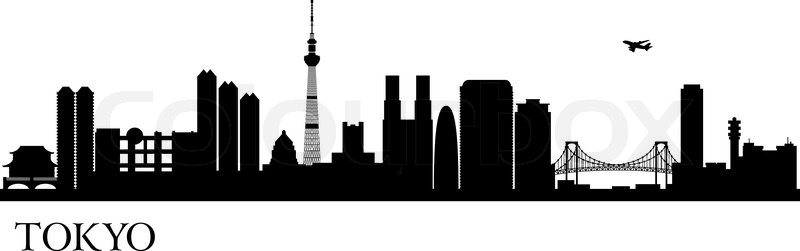 800x251 Tokyo City Silhouette Vector Skyline Stock Vector Colourbox