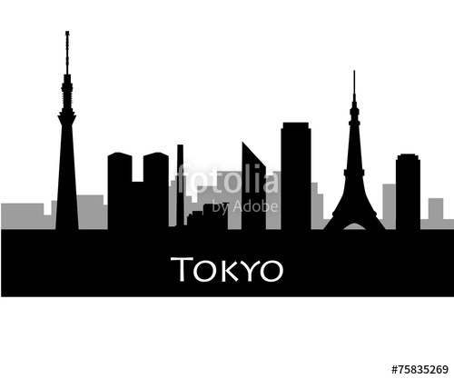 500x417 Tokyo City Skyline Vector Silhouette Illustration Stock Image