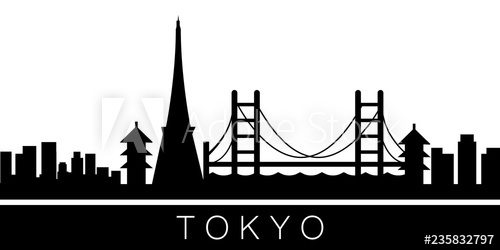 500x250 Tokyo Detailed Skyline Vector Postcard Illustration