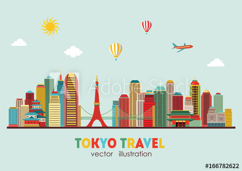 500x354 Tokyo Skyline Vector Illustration