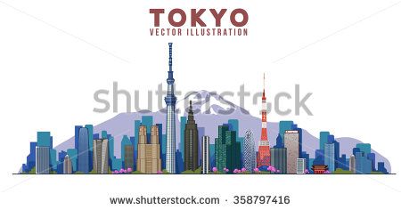 450x236 Tokyo Skyline Vector Illustration City Landscape On A Background