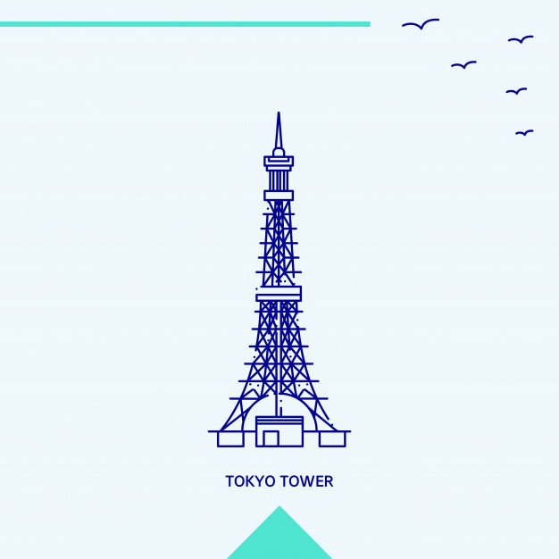 626x626 Tokyo Tower Skyline Vector Illustration Vector Free Download