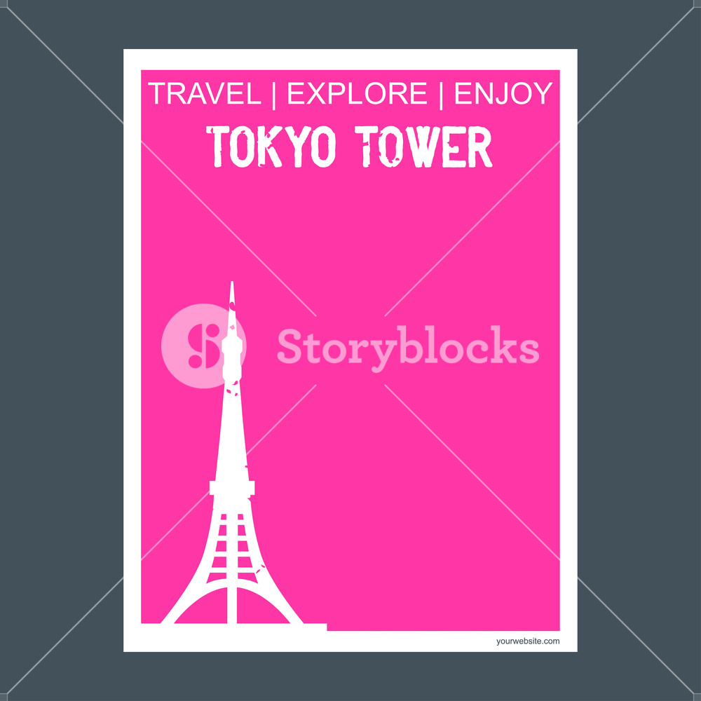 1000x1000 Tokyo Tower, Japan Monument Landmark Brochure Flat Style