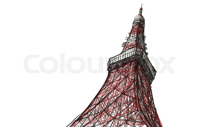 800x503 Voctor Sketch Of Tokyo Tower In Japan, Stock Vector Colourbox