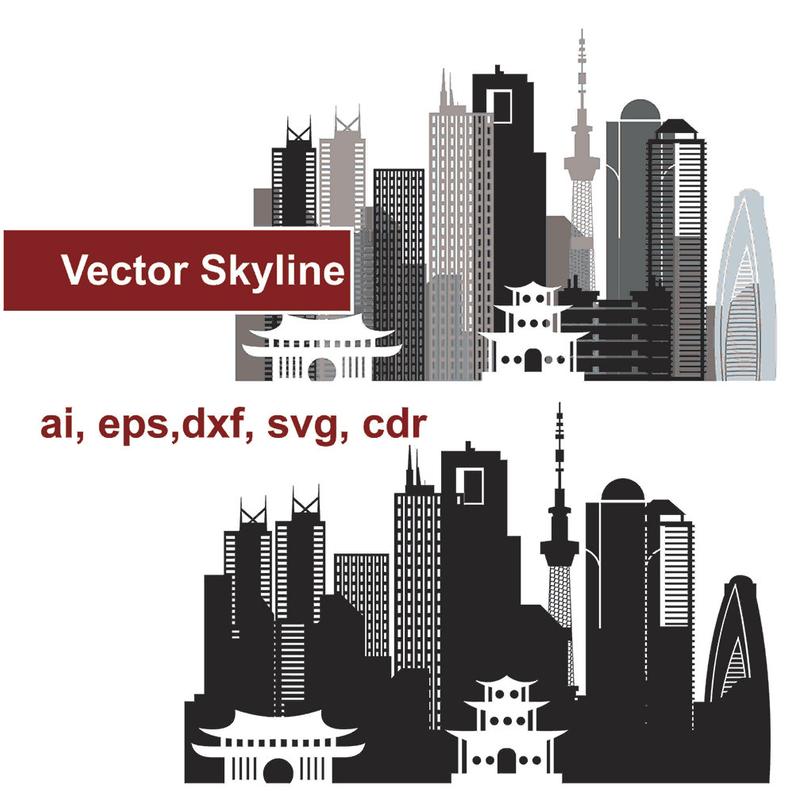 794x792 Tokyo Tokyo Vector Skyline Japan City Silhouette Etsy
